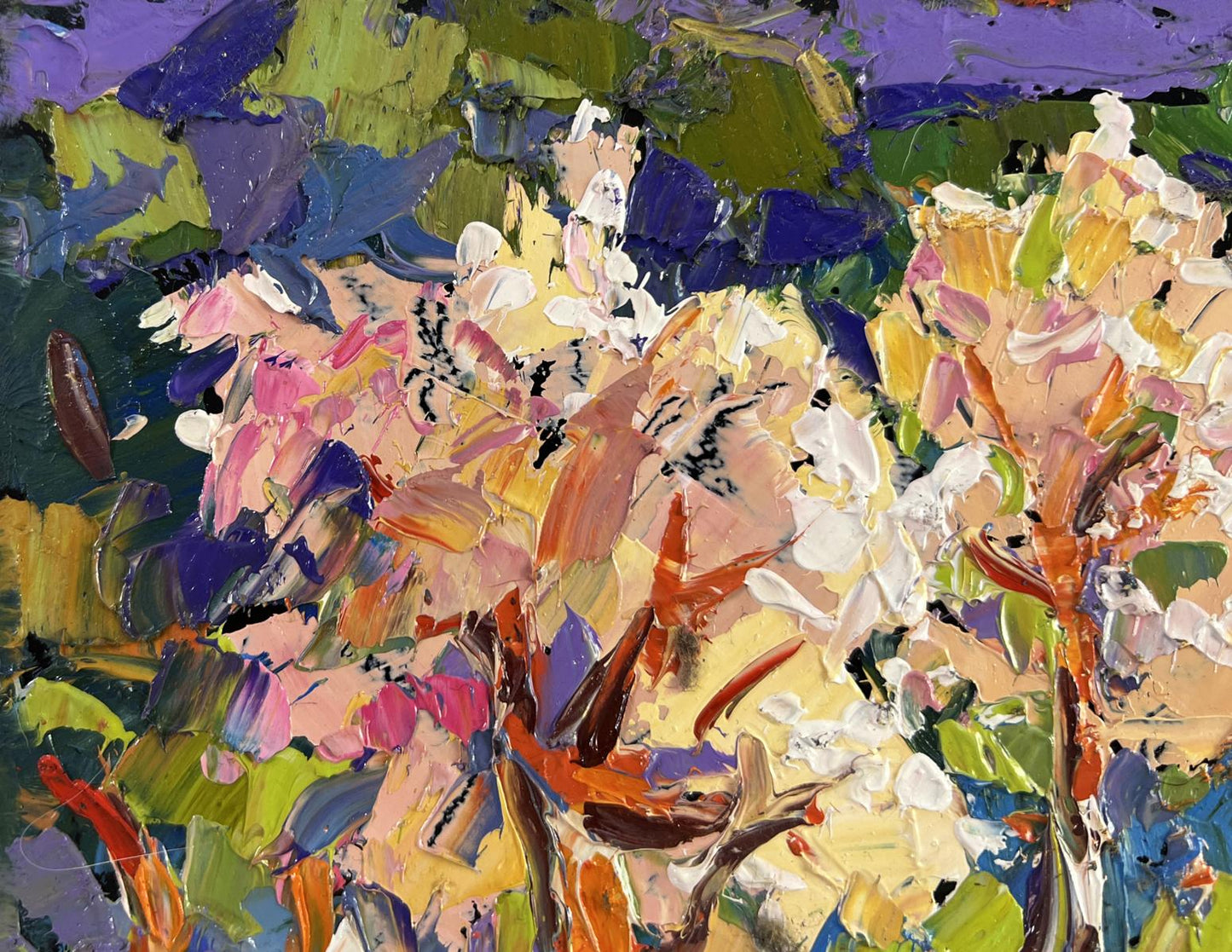 Vibrant impressionist oil painting Ray of spring morning by Oksana Ivanyuk
