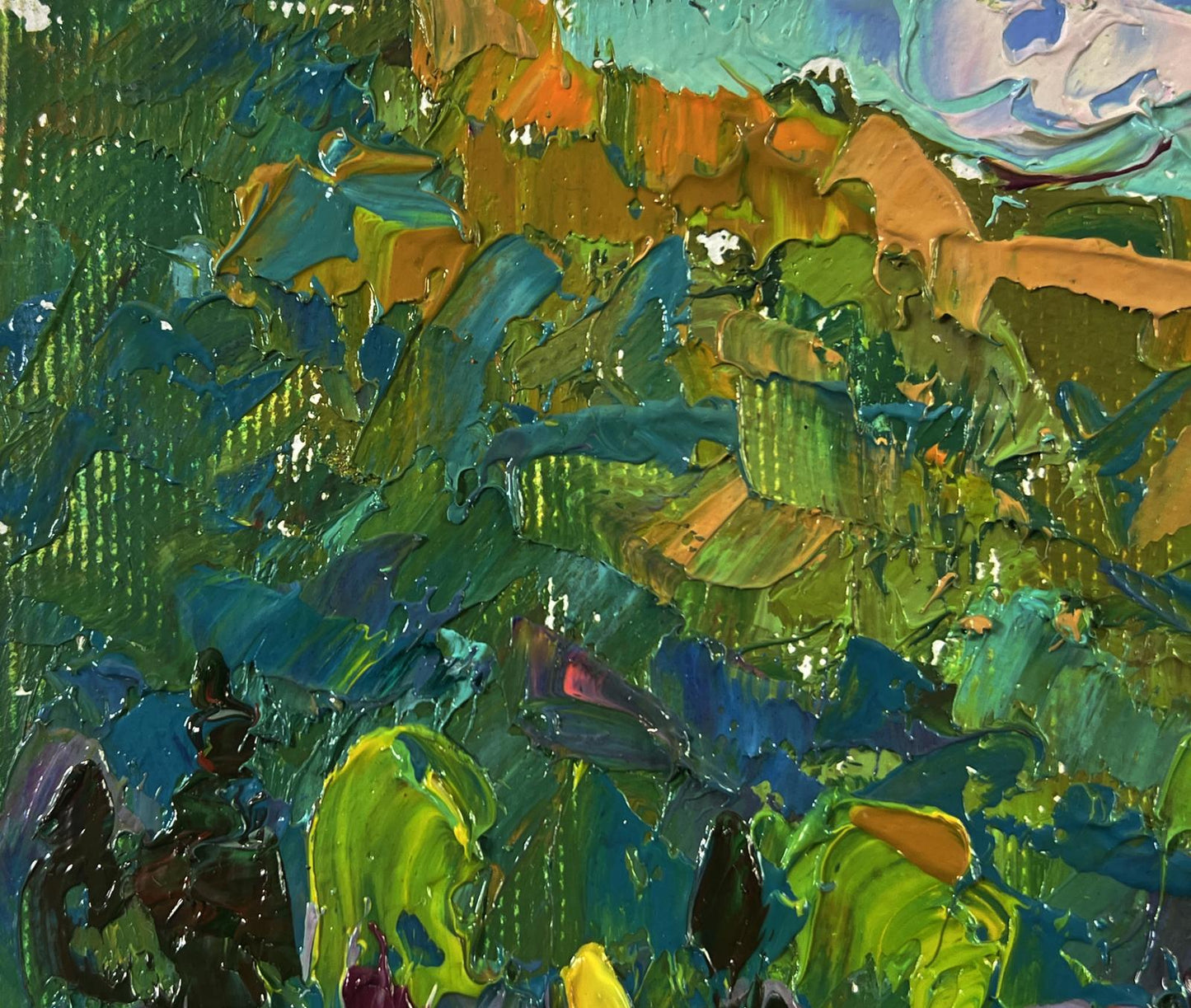 Vibrant impressionist oil painting Hot summer month by Oksana Ivanyuk