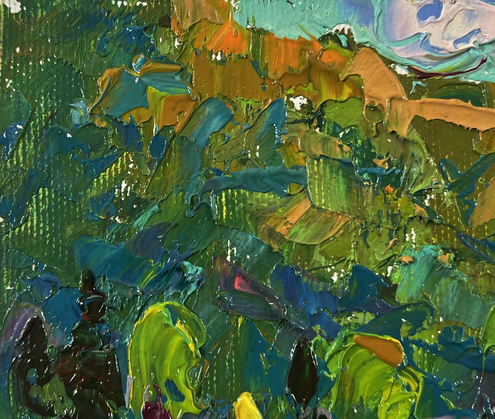 Vibrant impressionist oil painting Hot summer month by Oksana Ivanyuk