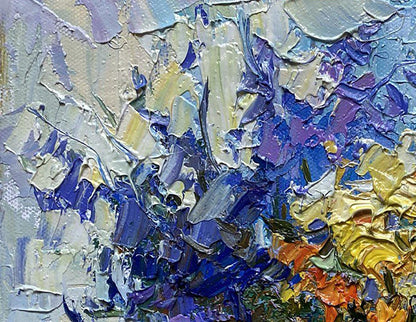 Oil painting Spring flowers by Oksana Ivanyuk with vibrant impasto strokes