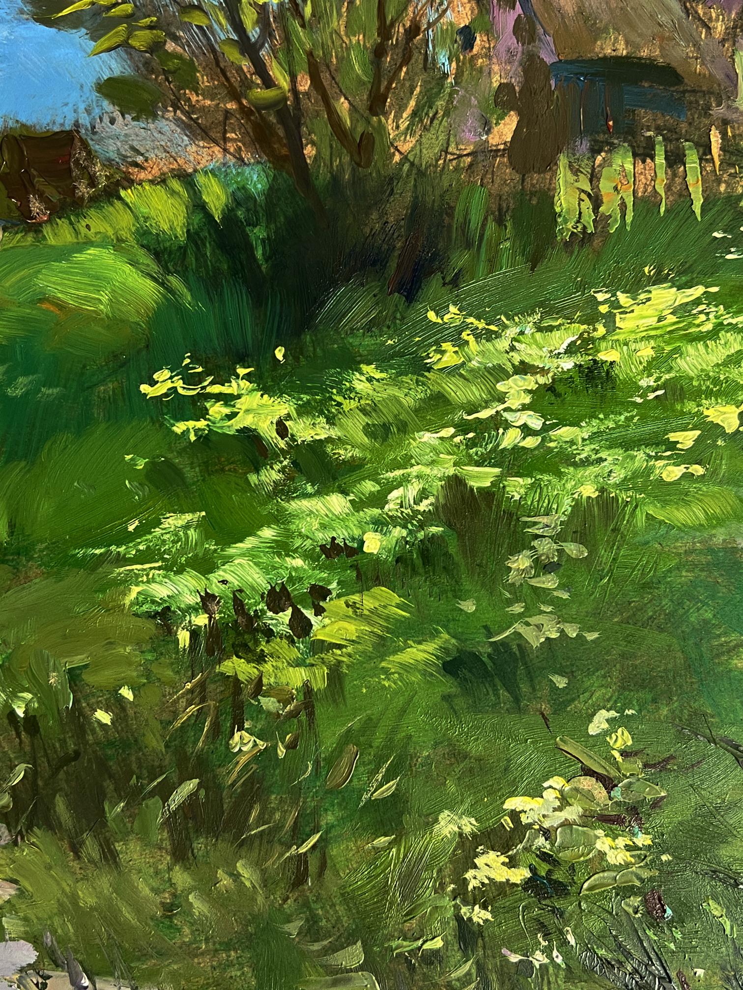 Oil painting A walk near the village by Yuriy Suprunchuk vibrant green field