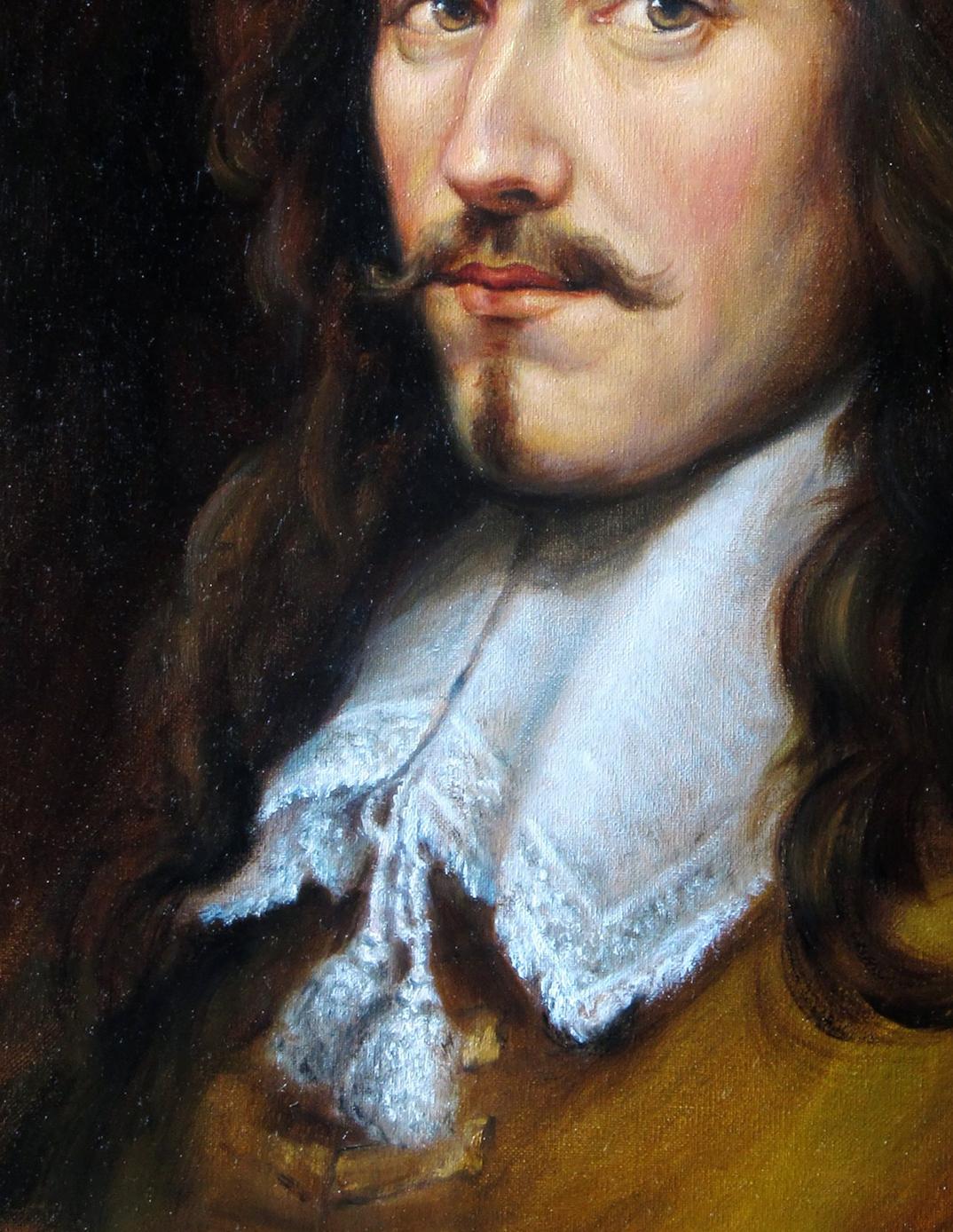 Oil painting Chevalier Valeriy Bulat portrait of man with long hair and goatee