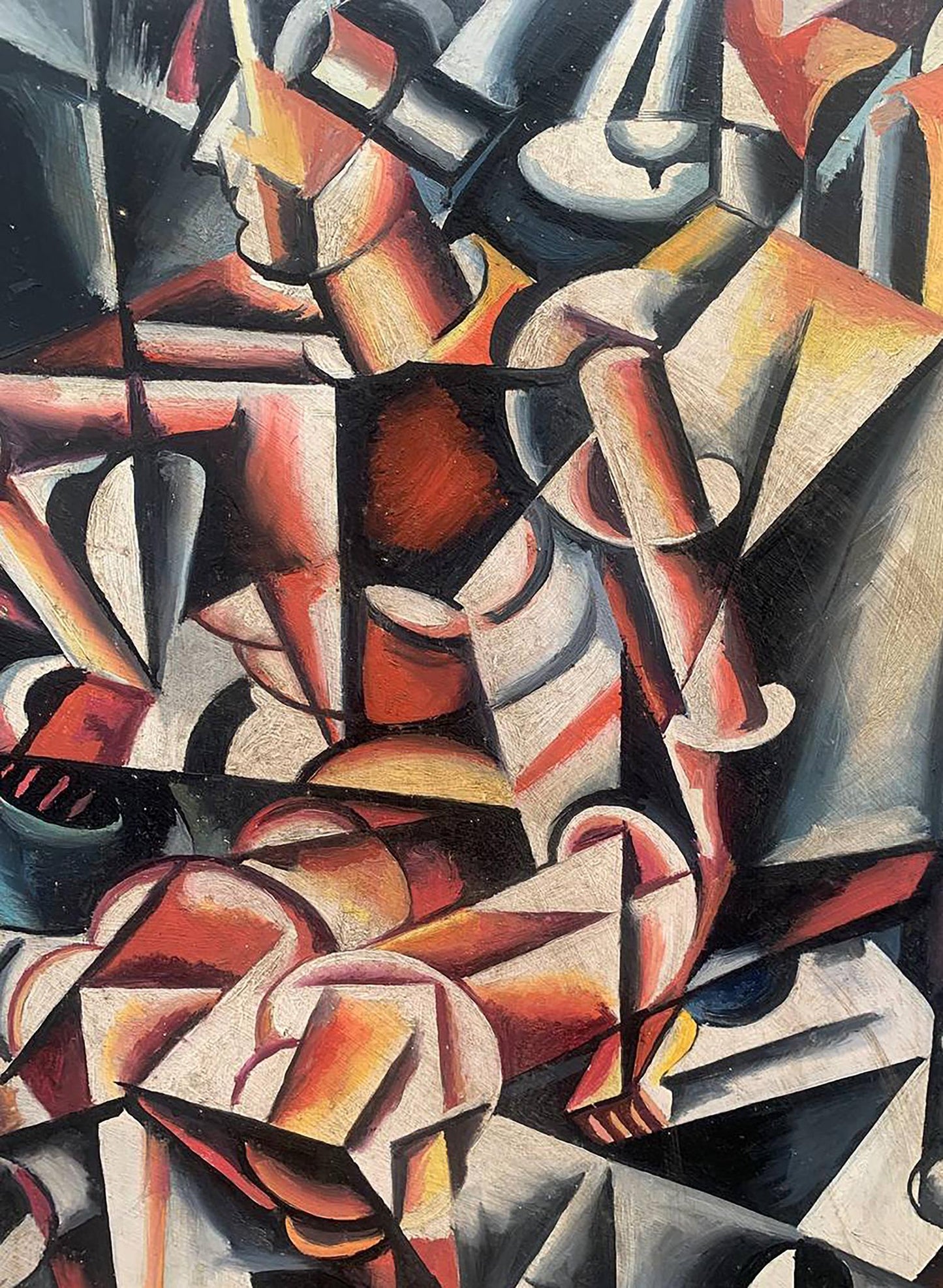 Abstract cubist oil painting A look into the future by V. Konotopsky