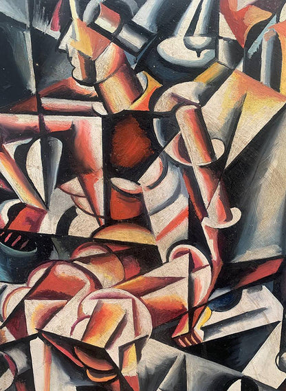 Abstract cubist oil painting A look into the future by V. Konotopsky