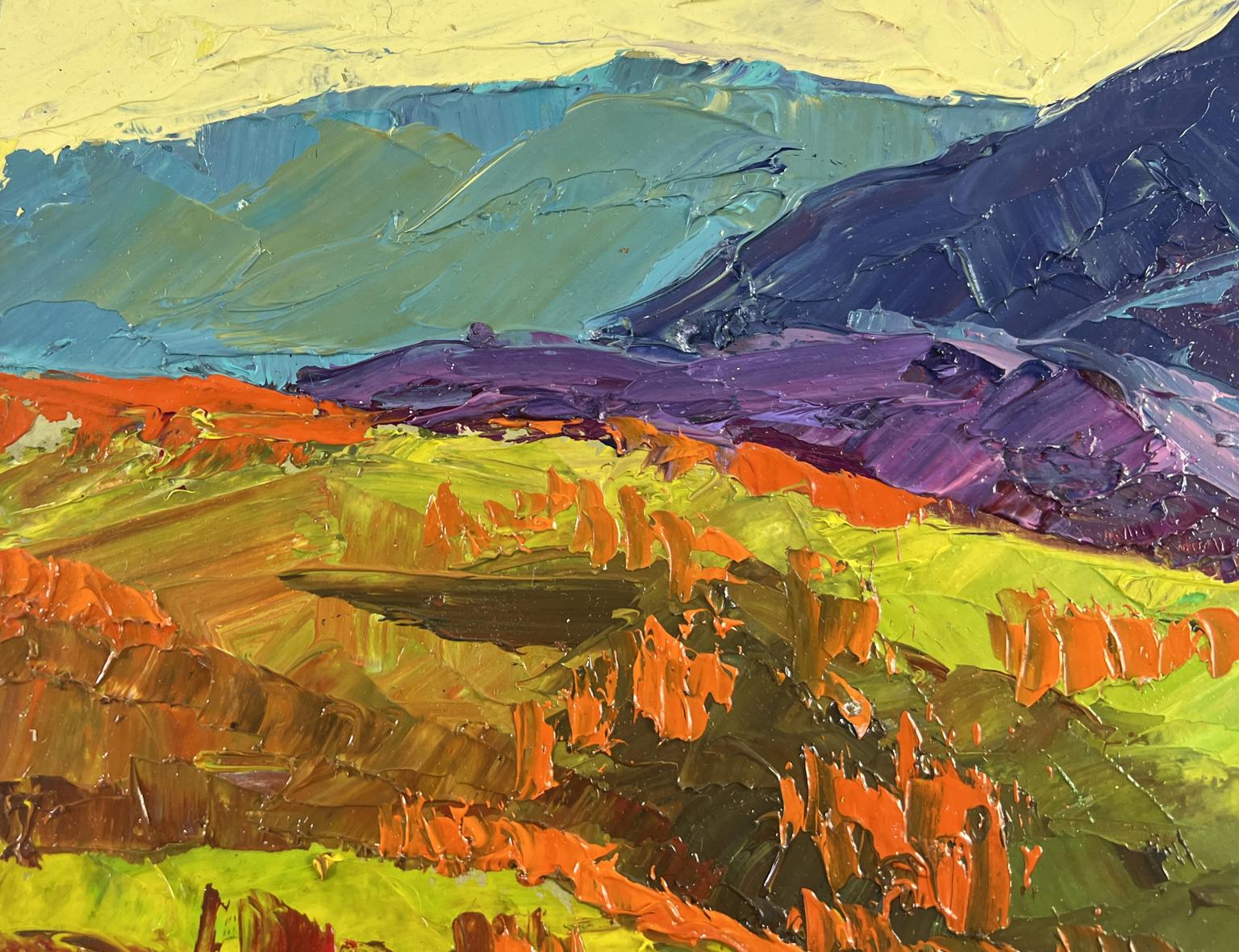 Vibrant impressionist oil painting Flame of Leaves in the Autumn Wind by Boris Serdyuk