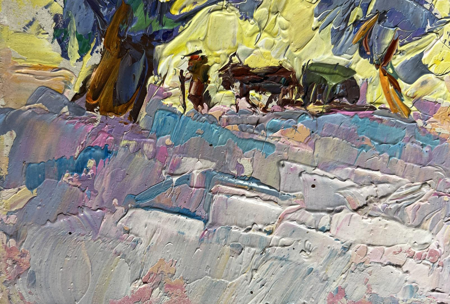 Vibrant impressionist oil painting Winter morning in the field by Oleksiy Ivanyuk