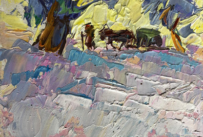 Vibrant impressionist oil painting Winter morning in the field by Oleksiy Ivanyuk