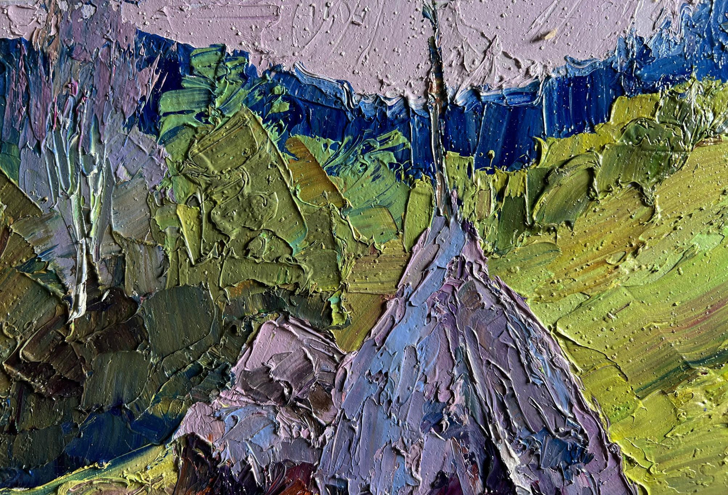 Oil painting Path to the Mountains by Boris Serdyuk, textured impasto landscape