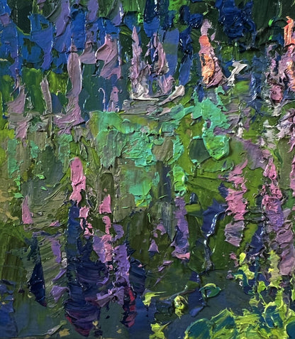 Oil painting The scent of summer forest by Boris Serdyuk, vibrant impasto abstract