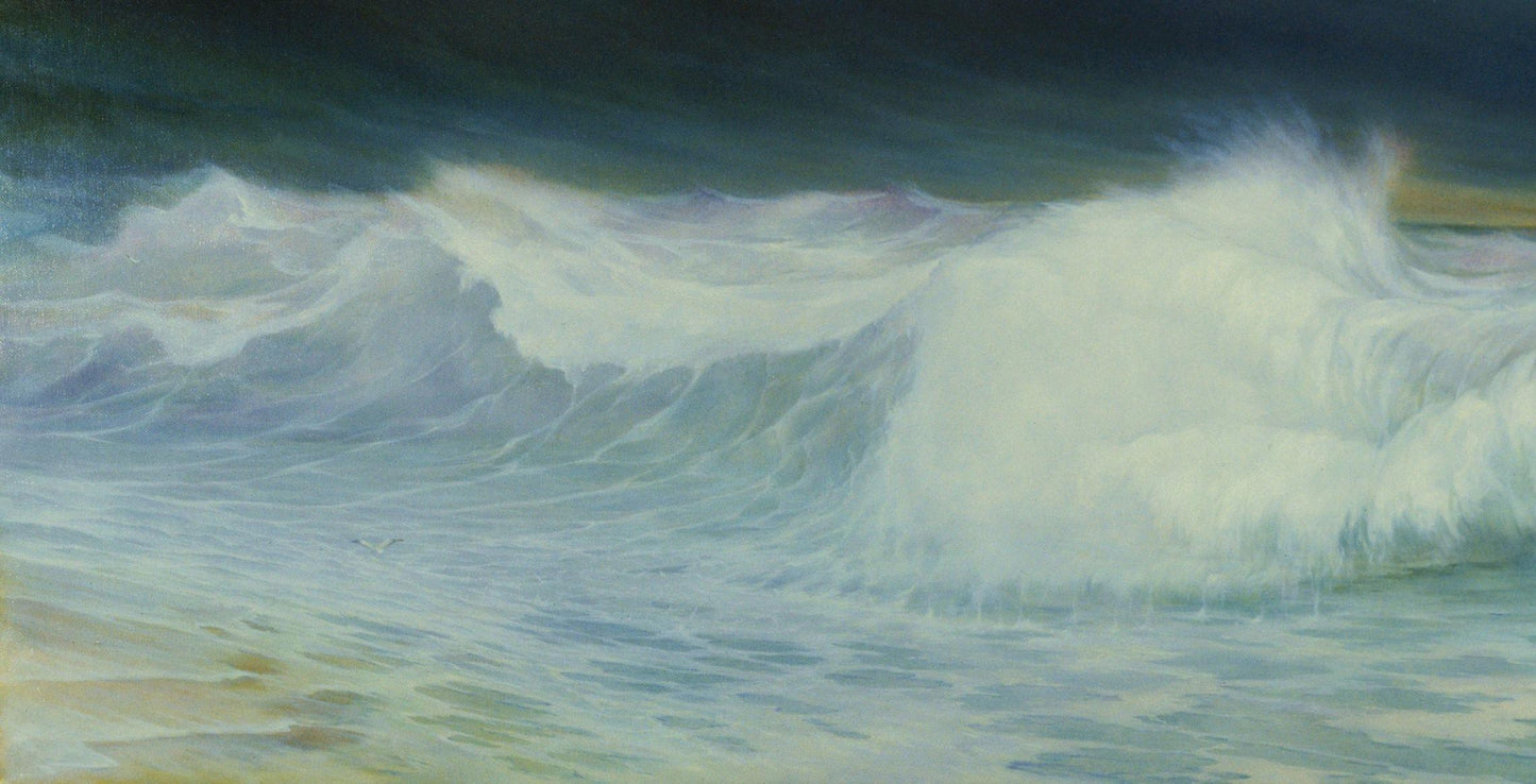Oil painting of raging sea waves by Vasily Korkishko
