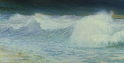 Oil painting of raging sea waves by Vasily Korkishko