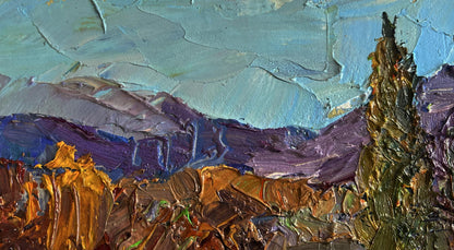 Oil painting Autumn road to the mountains by Boris Serdyuk