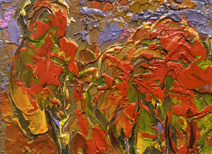 Autumn Crimson oil painting by Oleksiy Ivanyuk, vibrant impasto abstract