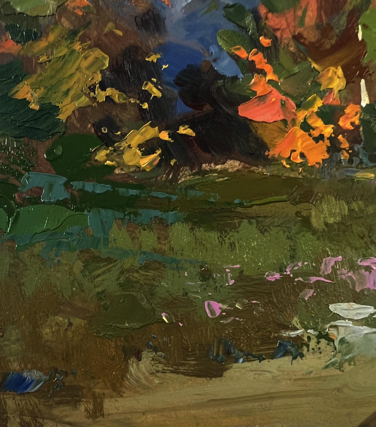 Vibrant impressionist oil painting Autumn forest by Yuriy Suprunchuk