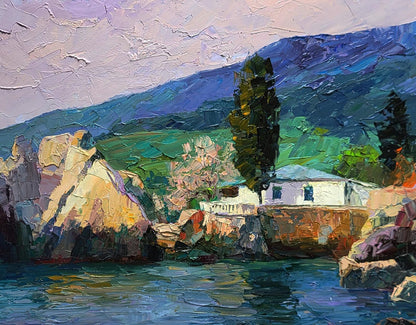 Oil painting Morning at sea by Boris Serdyuk: coastal landscape