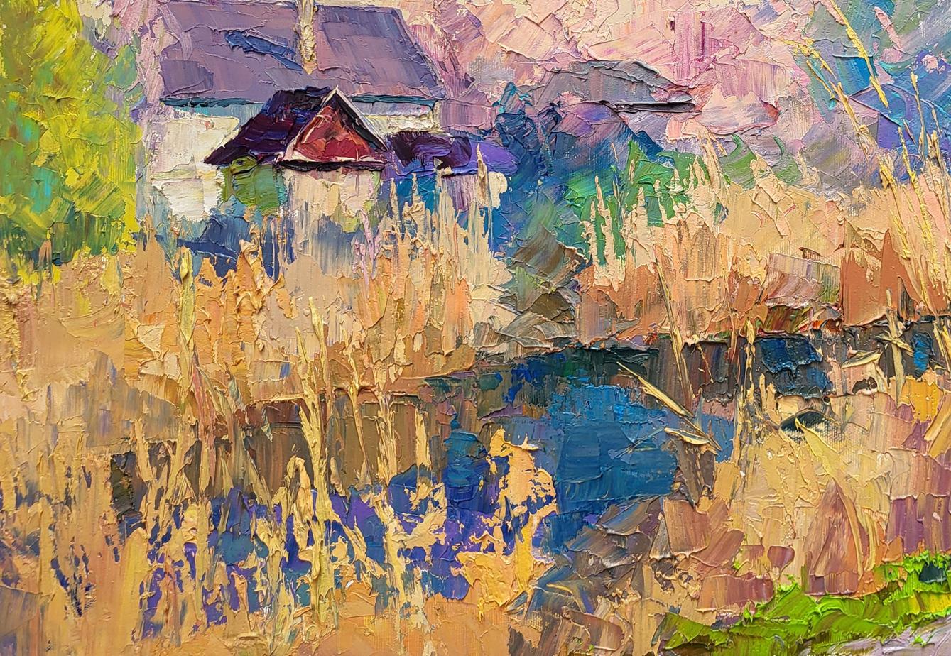 Vibrant impressionist oil painting Sunny April by Boris Serdyuk village scene