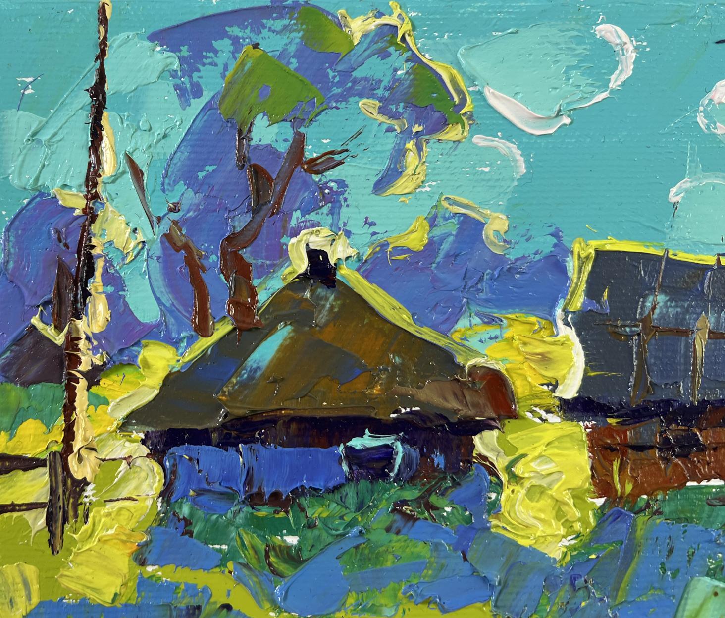 Vibrant impressionist oil painting Moonlit night in the village by Oleksiy Ivanyuk