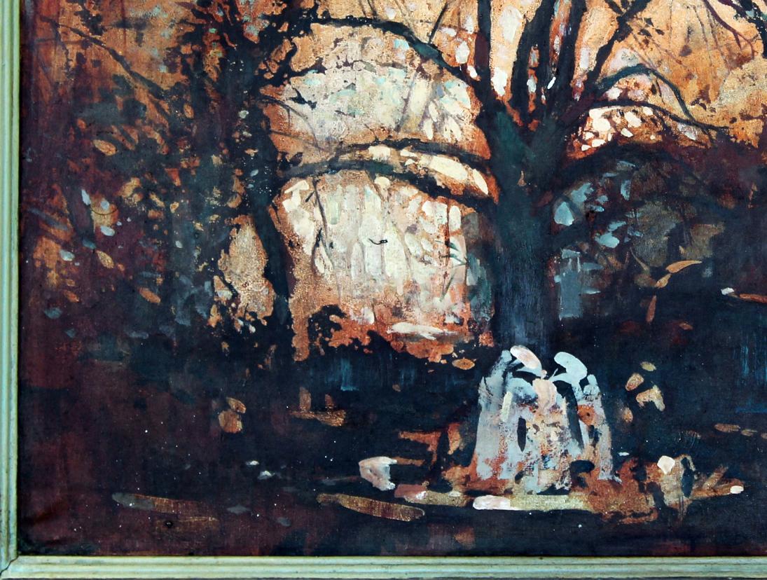 Oil painting One day in the park by Ed Potapenkov, textured autumn tree