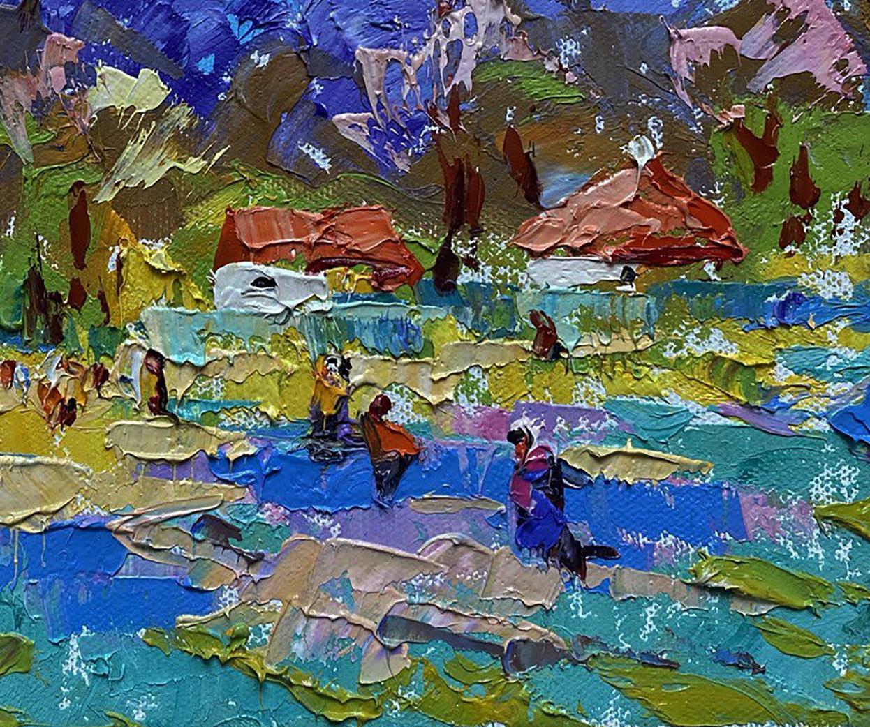 Oleksiy Ivanyuk oil painting Spring in the village vibrant impressionist scene