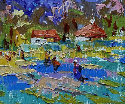 Oleksiy Ivanyuk oil painting Spring in the village vibrant impressionist scene