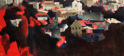 Oil painting Panorama of Chernivtsi by Bohdan Makarenko townscape