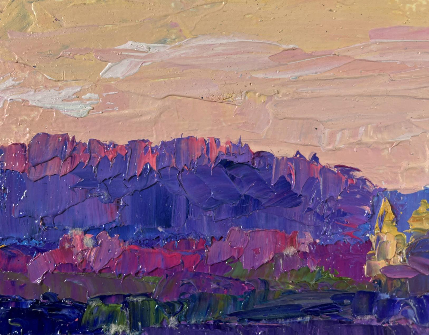 Vibrant impressionist oil painting The Temple by the River by Boris Serdyuk