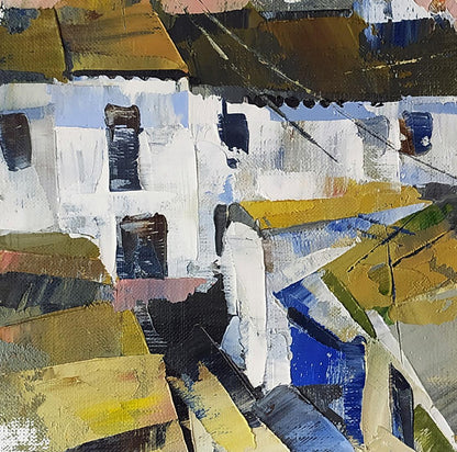 Oil painting Mirror street of the city by Volodymyr Gluhomanyuk