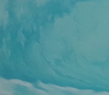 Oil painting of swirling turquoise sea wave by Vasily Korkishko