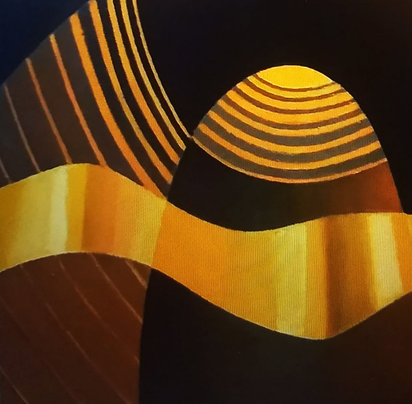 Oil painting Celebration by Alexander Strashevich: bold yellow-brown stripes on black