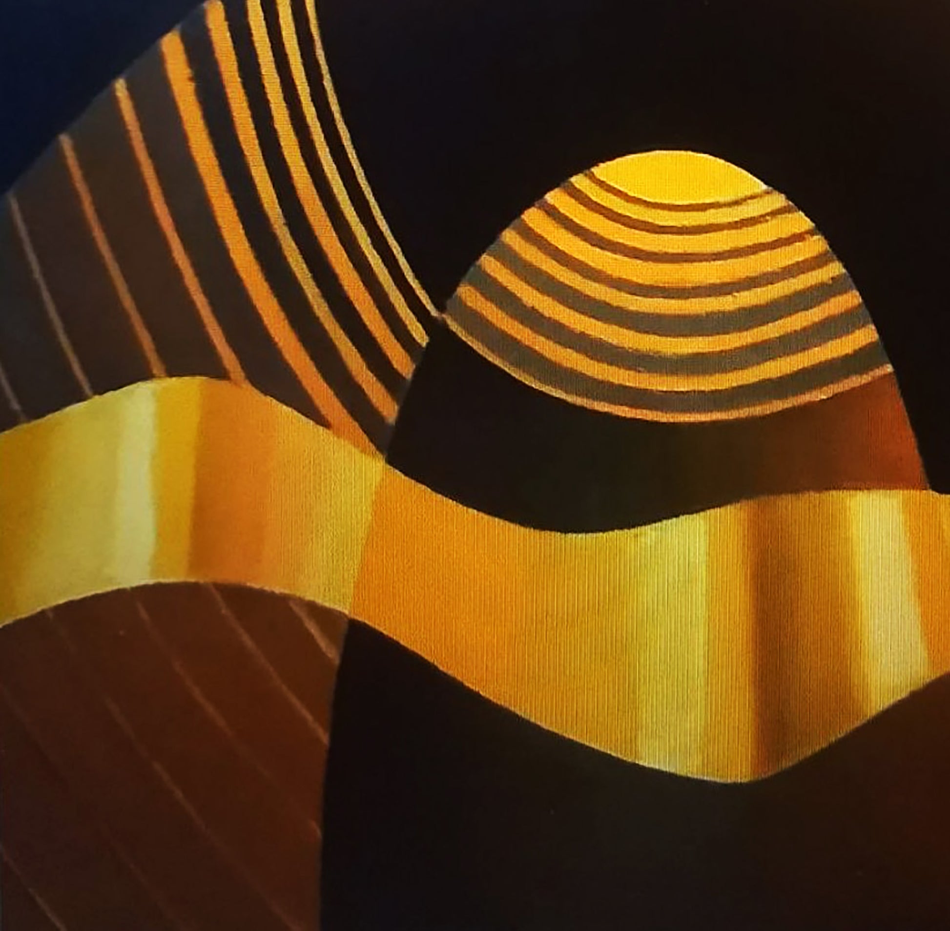 Oil painting Celebration by Alexander Strashevich: bold yellow-brown stripes on black