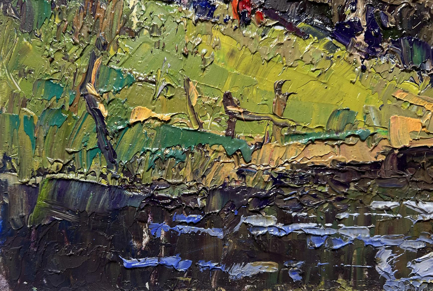 Oil painting By boat to the shore by Oleksiy Ivanyuk impasto landscape