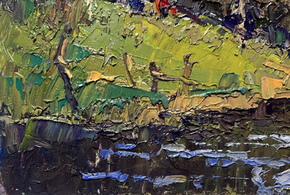 Oil painting By boat to the shore by Oleksiy Ivanyuk impasto landscape