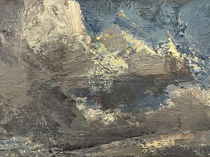 Textured impasto oil painting Clouds over the field by Arsen Rustamov