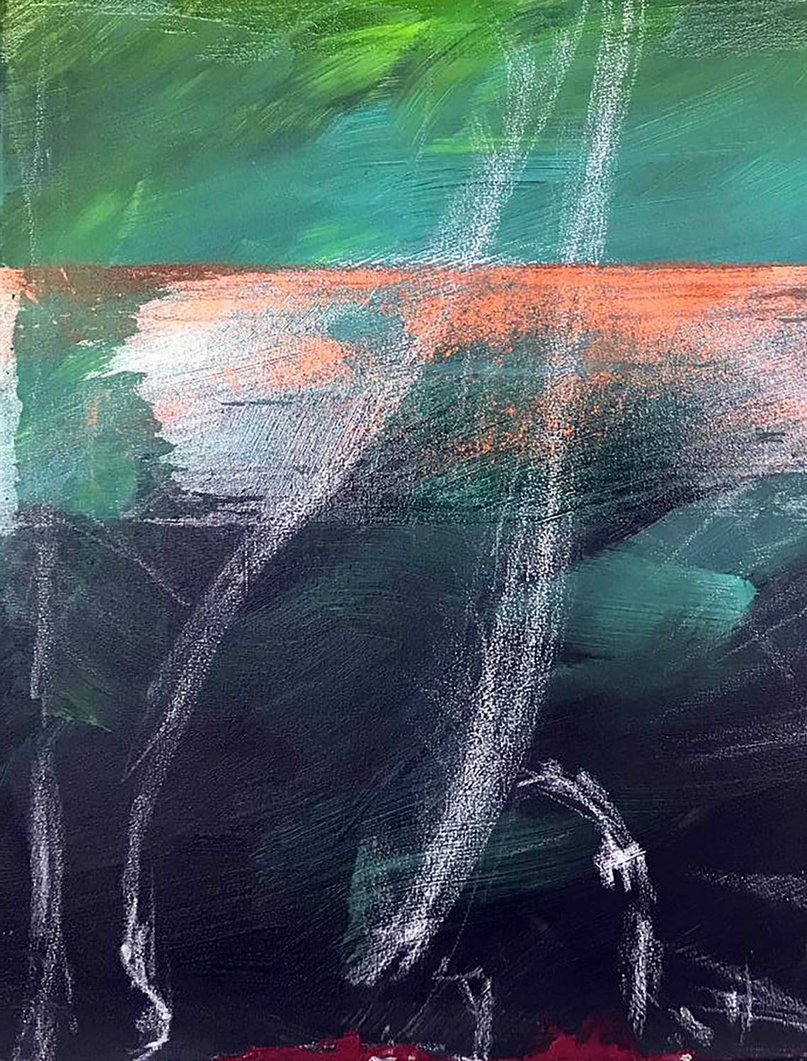 Abstract Joy by Olga Melezhik: green, orange, black acrylic painting