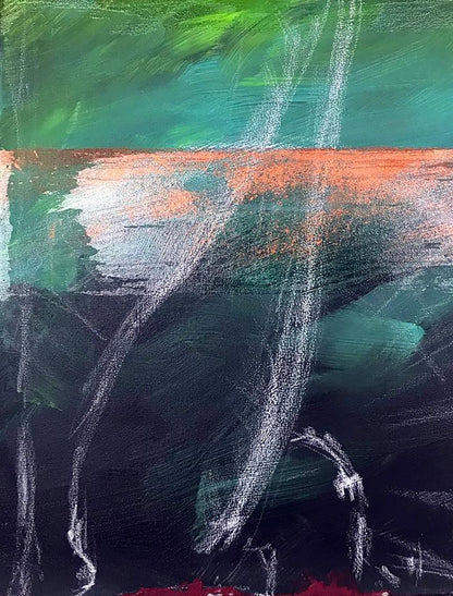 Abstract Joy by Olga Melezhik: green, orange, black acrylic painting