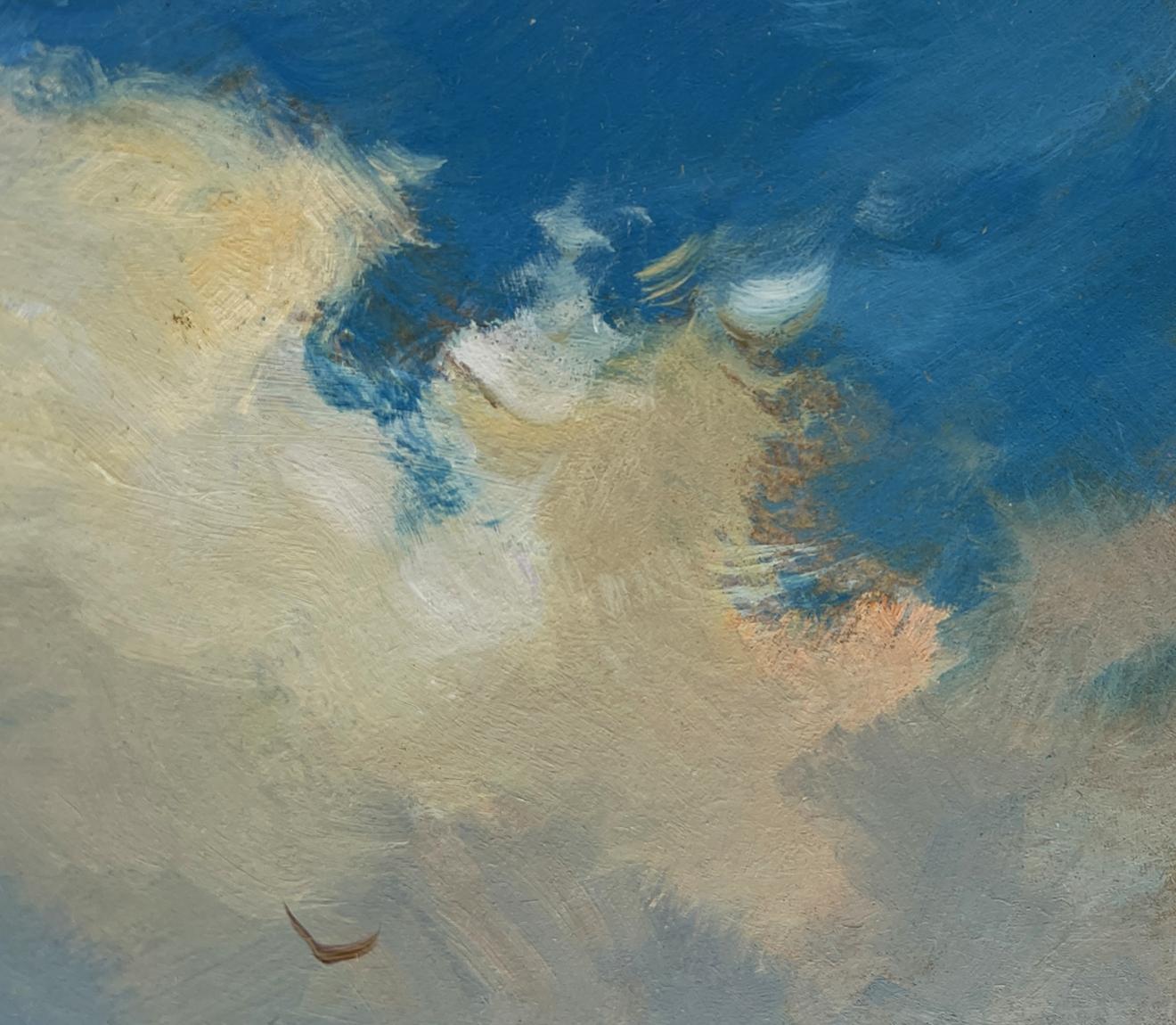 Oil painting Birds flying home by Yuriy Suprunchuk with swirling sky