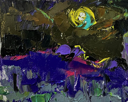 Oil painting Bright blue night by Oleksiy Ivanyuk with vibrant impasto swirls