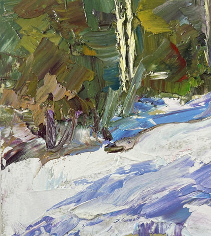 Impasto oil painting Winter fairy tale in the forest by Boris Serdyuk, snowy scene
