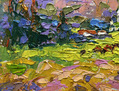 Vibrant impressionist oil painting In the mountain fields by Oleksiy Ivanyuk