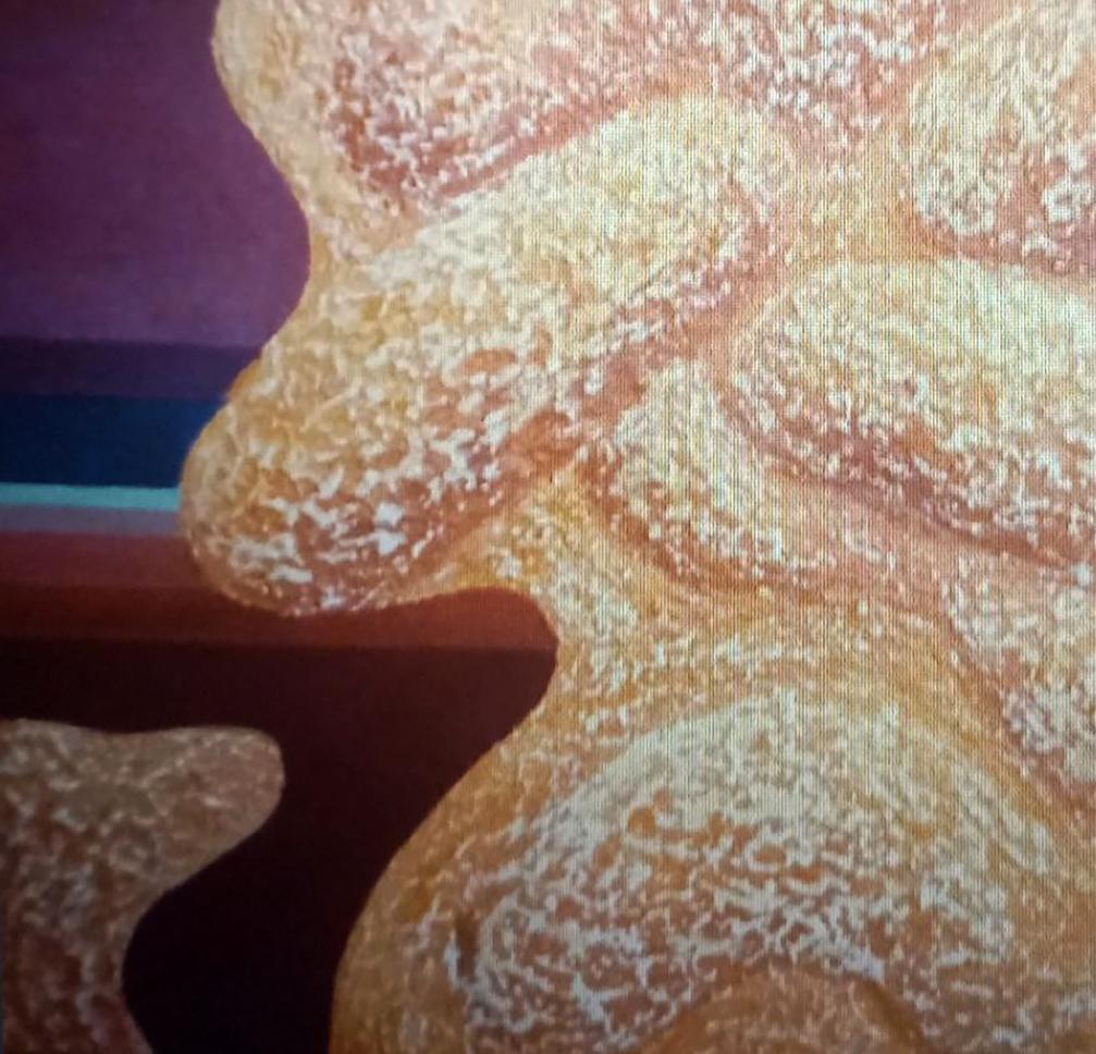 Oil painting Struggle by Alexander Strashevich: textured golden-brown pastry with sugary glaze