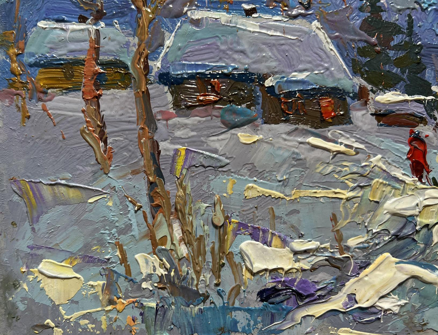 Oil painting On a frosty day by Oksana Ivanyuk snowy landscape