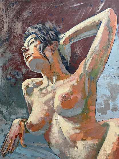 Acrylic painting expressionism Woman nude portrait   Serhiy Kovalev