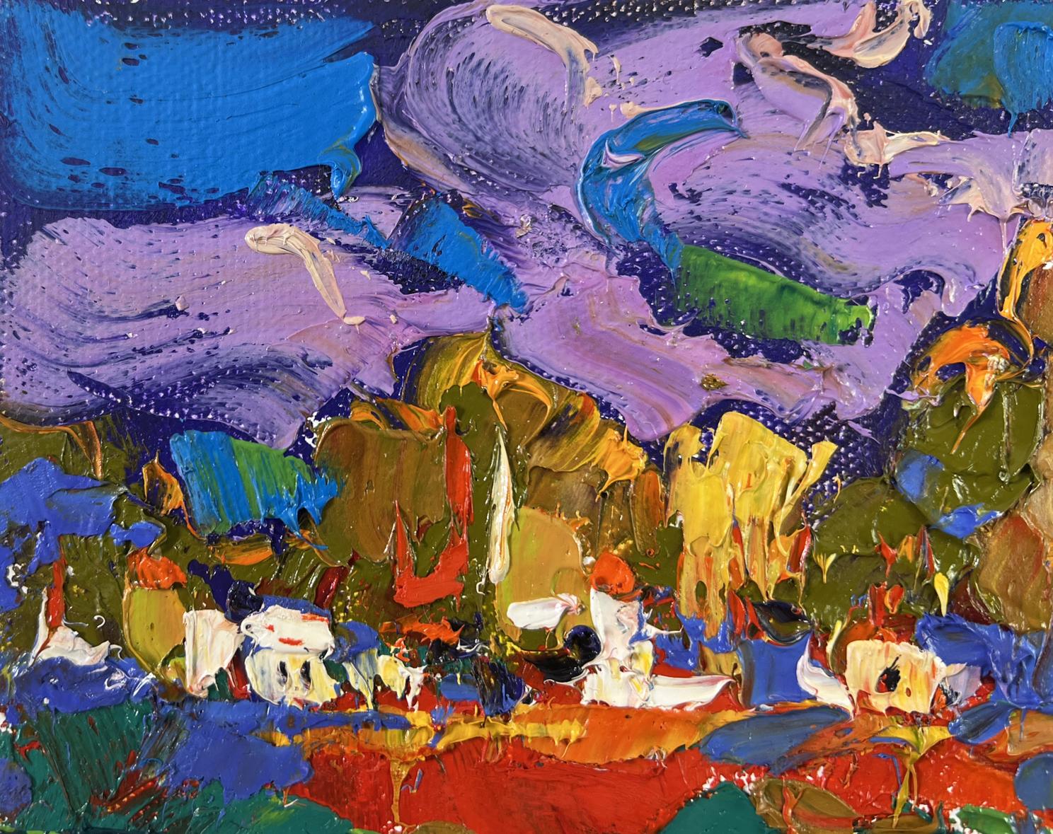 Vibrant impasto oil painting Under yellow leaves by Oleksiy Ivanyuk