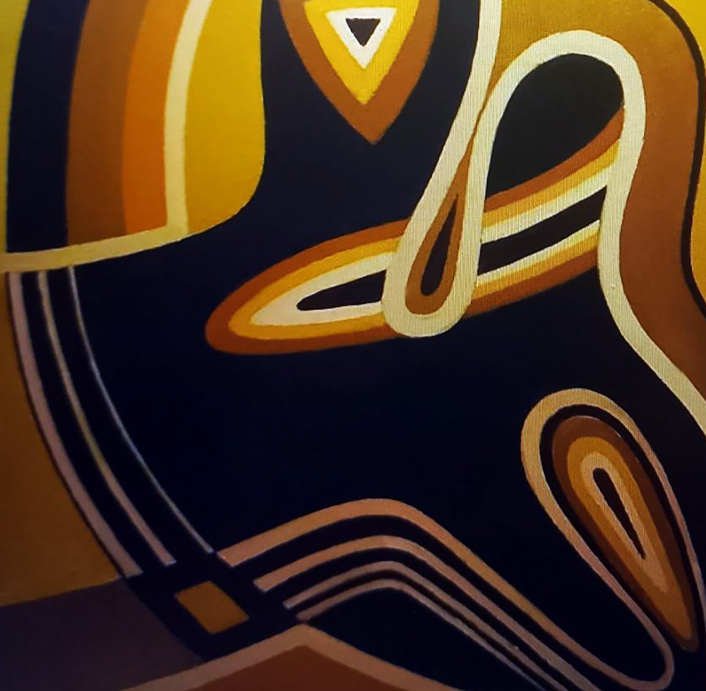 Oil painting Symbolism by Alexander Strashevich with navy gold cream geometric triangle motif