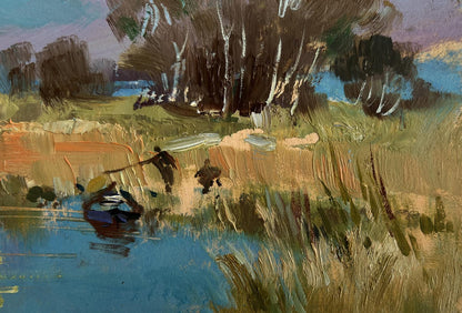 Impressionistic oil painting In the Field Near the Lake by Yuriy Suprunchuk