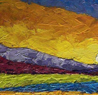 Oil painting Yellow sunset over flower field by V. Zadorozhnya