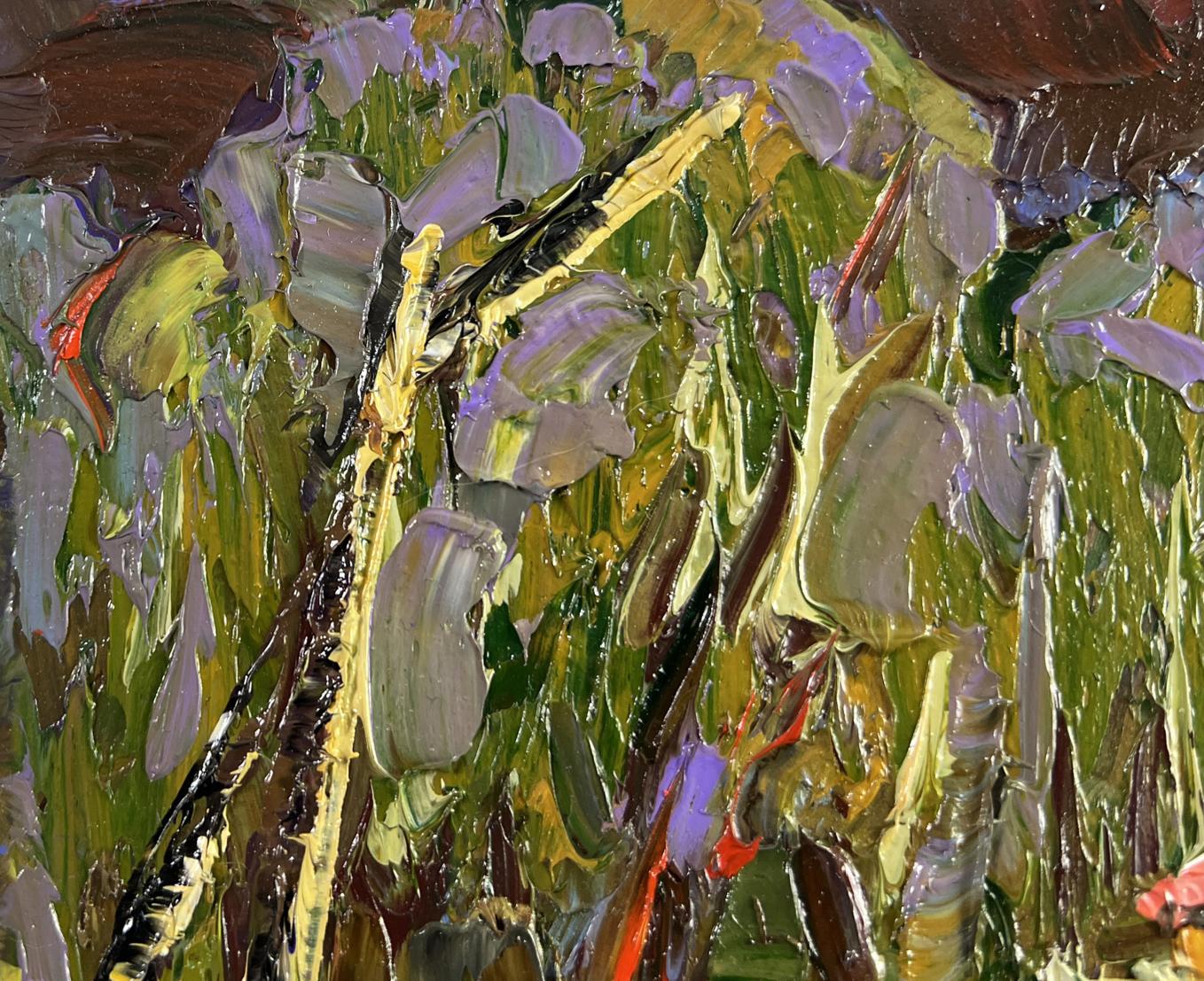 Vibrant impasto oil painting Neighbors in the summer garden by Oleksiy Ivanyuk