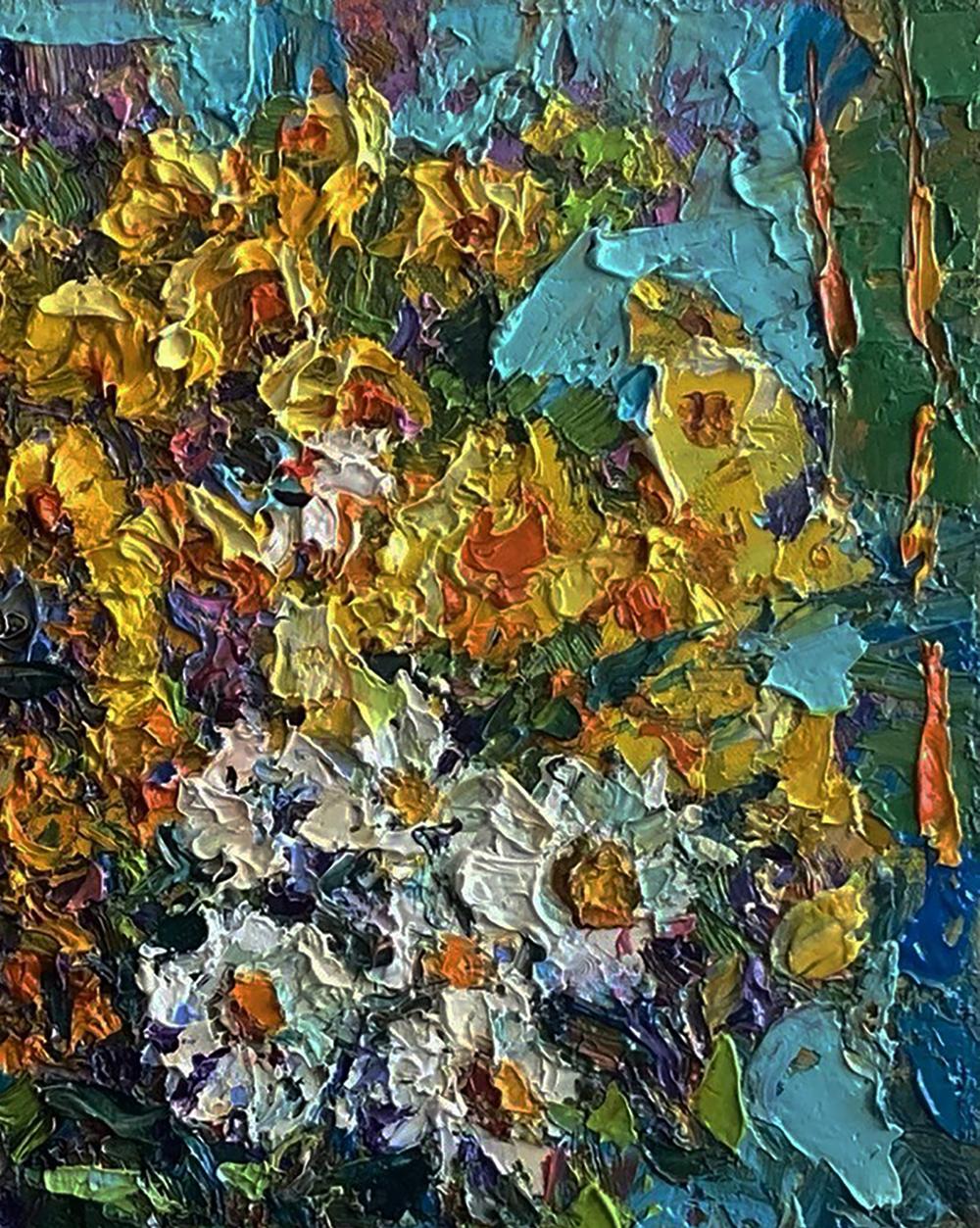 Vibrant impressionist oil painting Summer still life by Oksana Ivanyuk