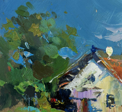 Vibrant impressionist oil painting Quiet village life by Yuriy Suprunchuk