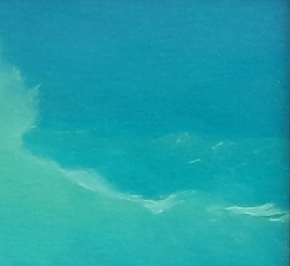 Oil painting Voice of the Ocean by Vasily Korkishko: turquoise teal waves on shore
